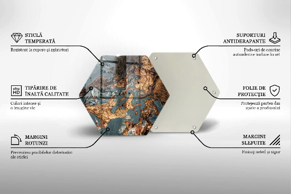 Chopping board glass Golden Rock structure