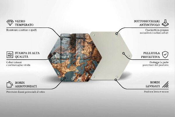 Chopping board glass Golden Rock structure