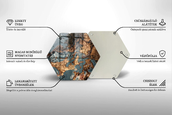 Chopping board glass Golden Rock structure