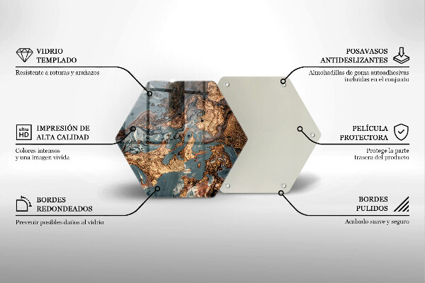 Chopping board glass Golden Rock structure