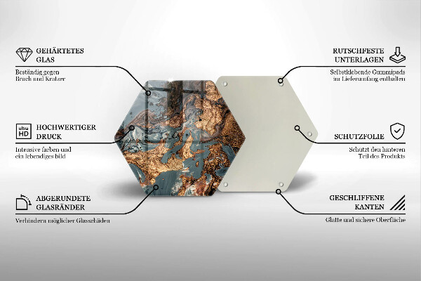 Chopping board glass Golden Rock structure