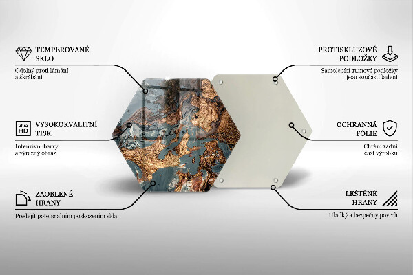 Chopping board glass Golden Rock structure