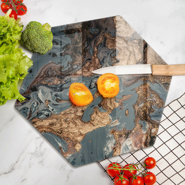 Chopping board glass Golden Rock structure