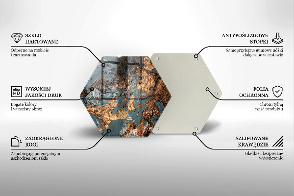 Chopping board glass Golden Rock structure