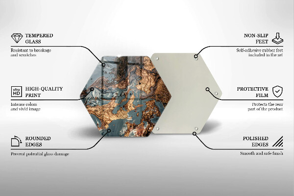 Chopping board glass Golden Rock structure