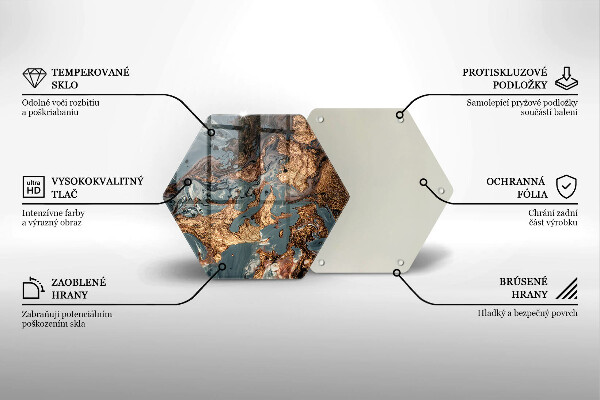 Chopping board glass Golden Rock structure