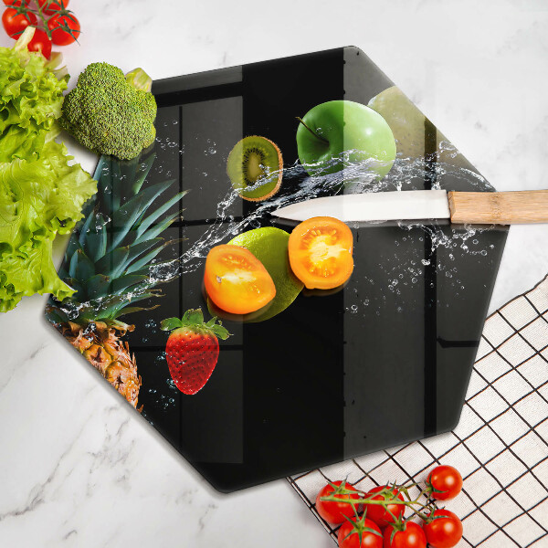 Glass kitchen board Fruits in water