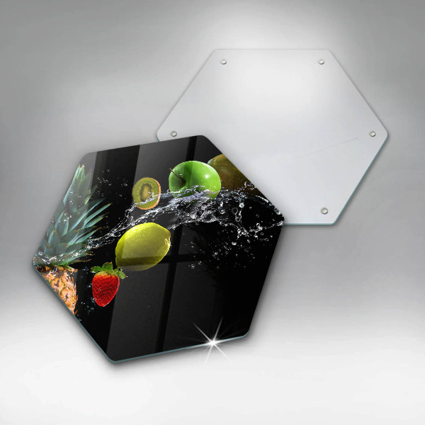 Glass kitchen board Fruits in water