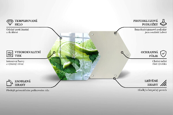 Glass chopping board Lime mint and ice