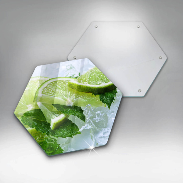 Glass chopping board Lime mint and ice