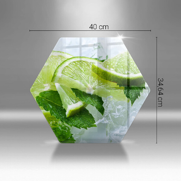 Glass chopping board Lime mint and ice