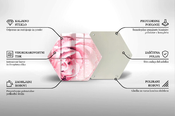 Chopping board glass Rosa drops and rose flower