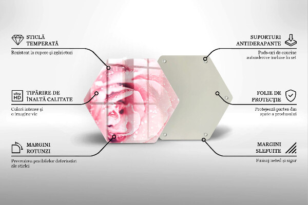 Chopping board glass Rosa drops and rose flower