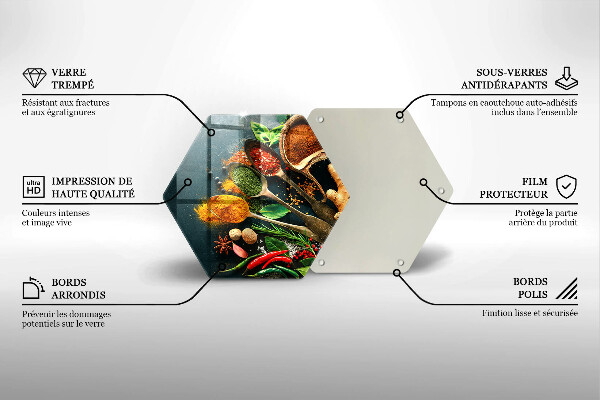 Chopping board glass Kitchen spices of spoon