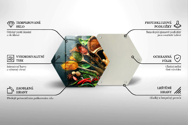 Chopping board glass Kitchen spices of spoon