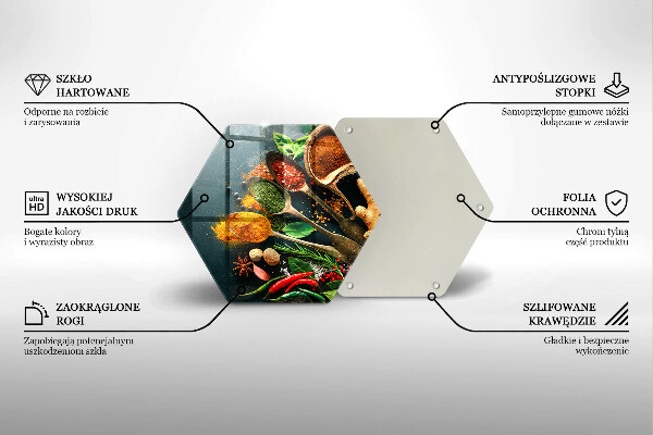 Chopping board glass Kitchen spices of spoon