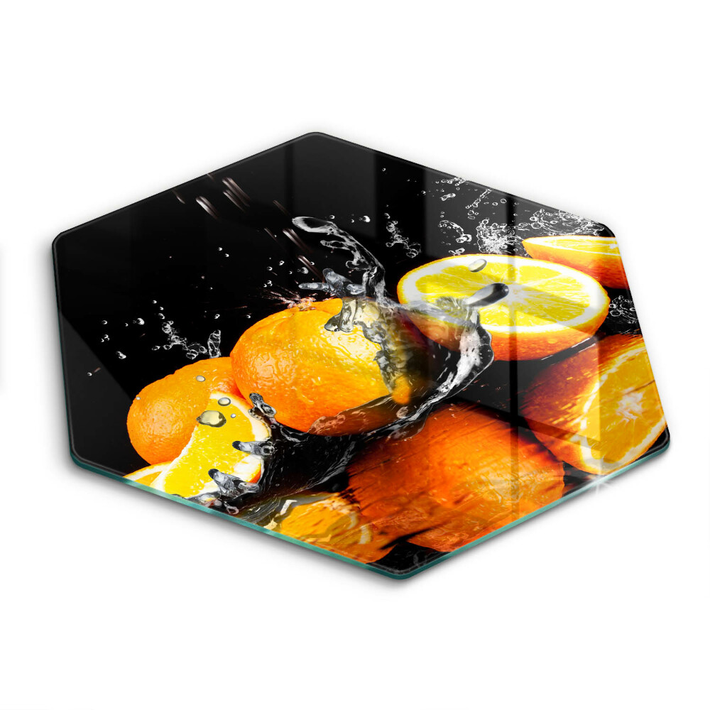 Chopping board glass Juicy fruit oranges