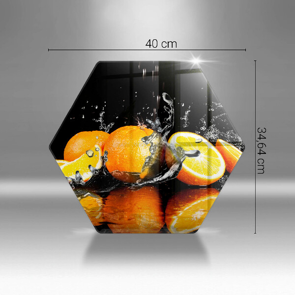 Chopping board glass Juicy fruit oranges