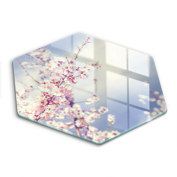 Chopping board glass A blooming tree