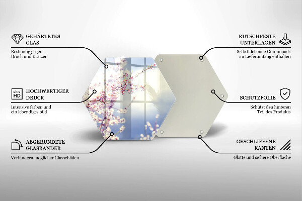 Chopping board glass A blooming tree