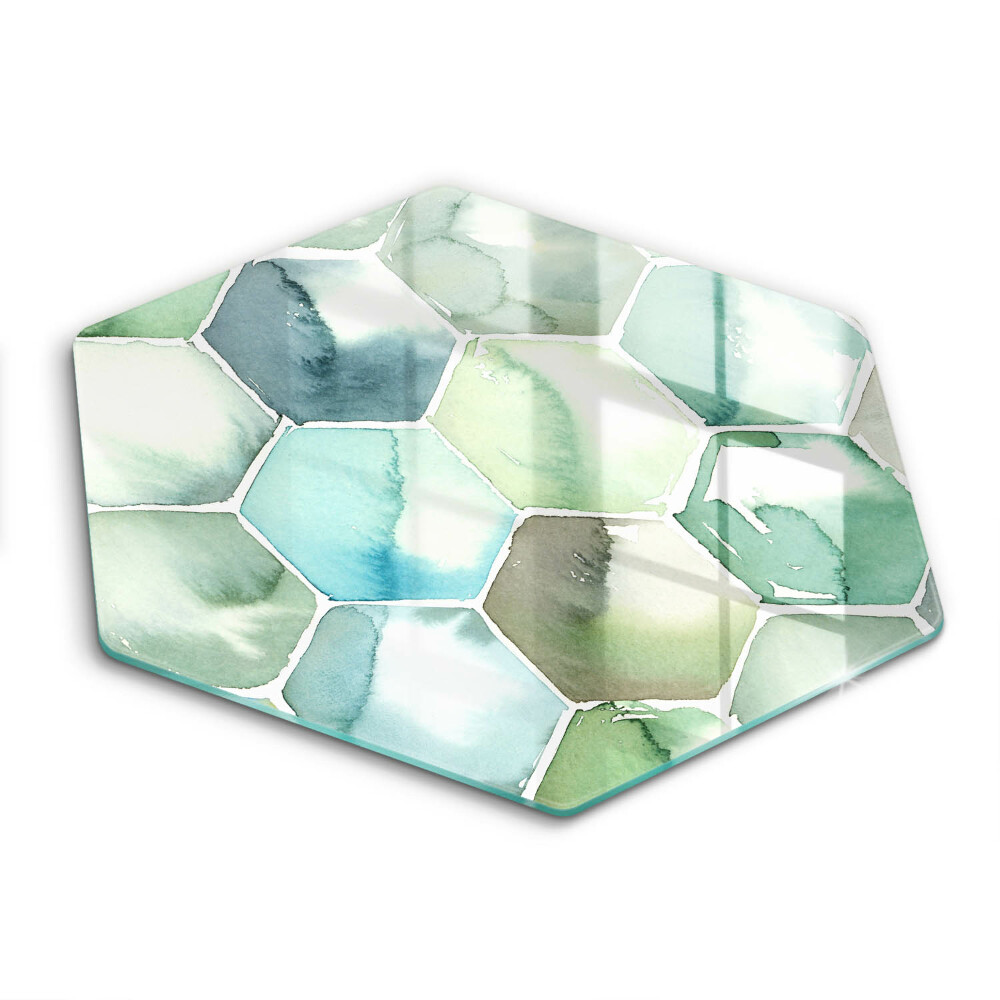 Chopping board glass Watercolor hexagons