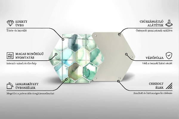 Chopping board glass Watercolor hexagons