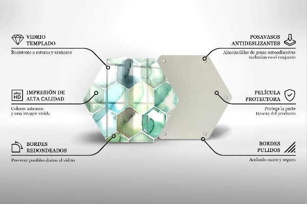 Chopping board glass Watercolor hexagons