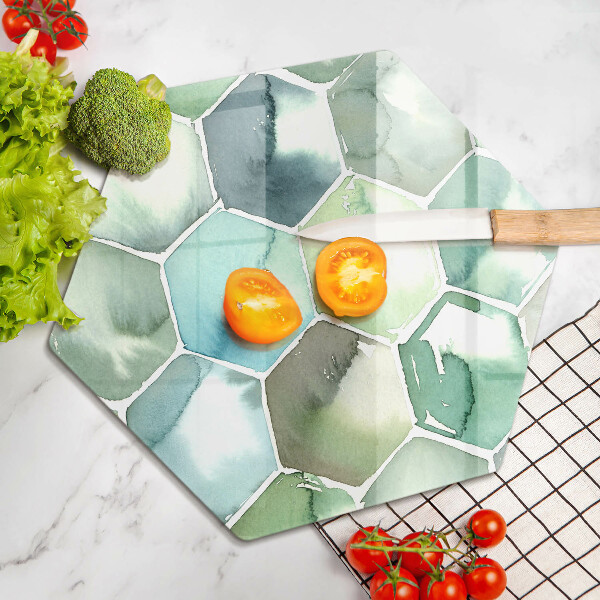 Chopping board glass Watercolor hexagons