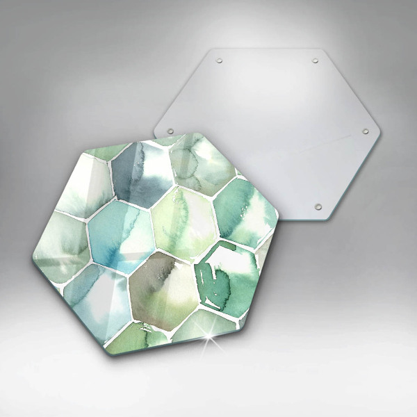 Chopping board glass Watercolor hexagons