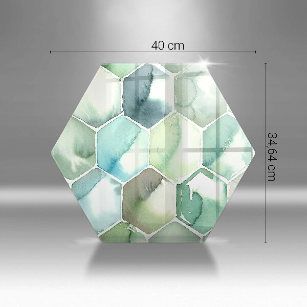 Chopping board glass Watercolor hexagons