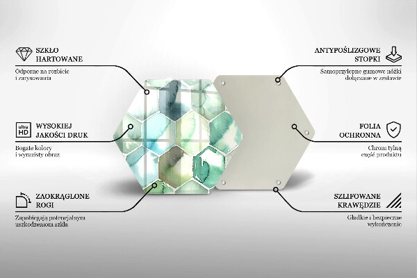 Chopping board glass Watercolor hexagons