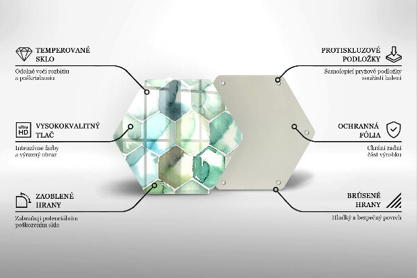 Chopping board glass Watercolor hexagons