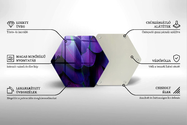 Chopping board glass Neon feathers