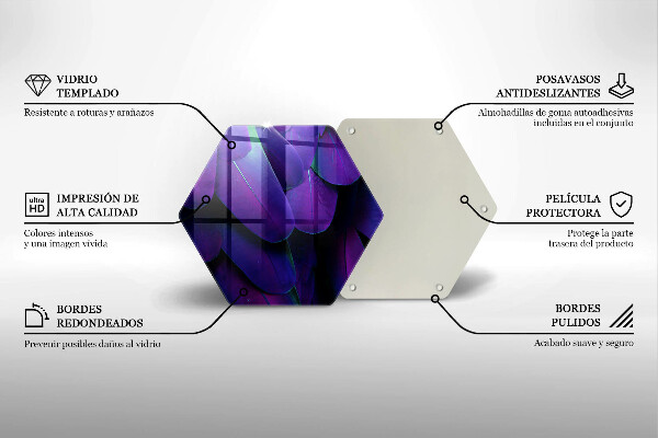 Chopping board glass Neon feathers