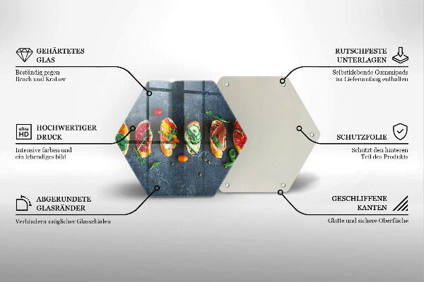 Chopping board glass Colorful Sandwiches