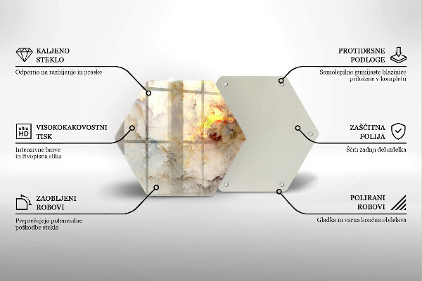 Chopping board glass Marble texture with gold