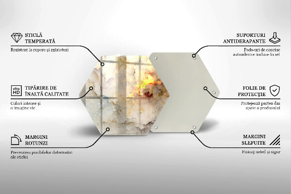 Chopping board glass Marble texture with gold