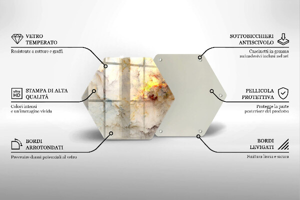 Chopping board glass Marble texture with gold