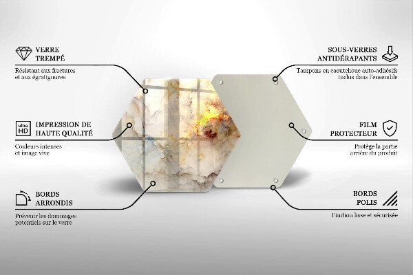 Chopping board glass Marble texture with gold