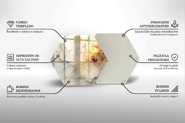 Chopping board glass Marble texture with gold