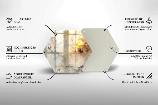 Chopping board glass Marble texture with gold