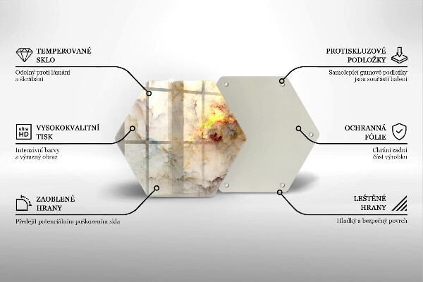 Chopping board glass Marble texture with gold