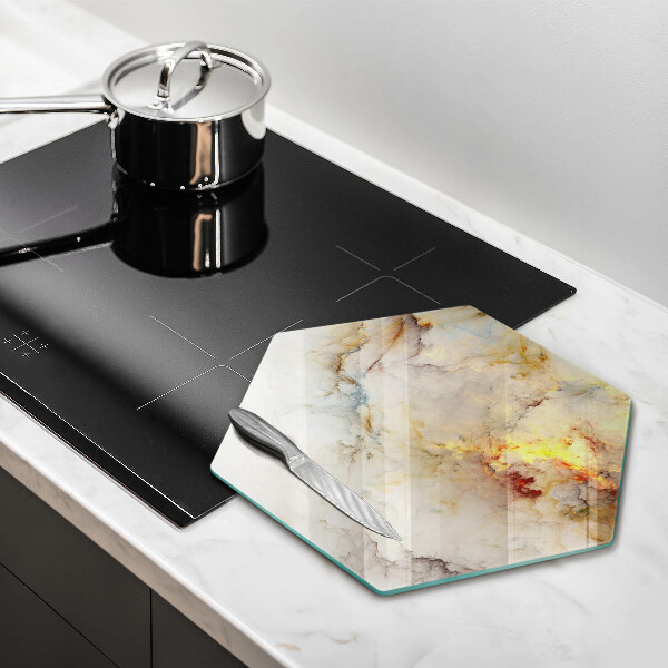 Chopping board glass Marble texture with gold