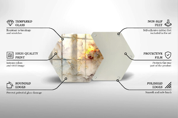 Chopping board glass Marble texture with gold