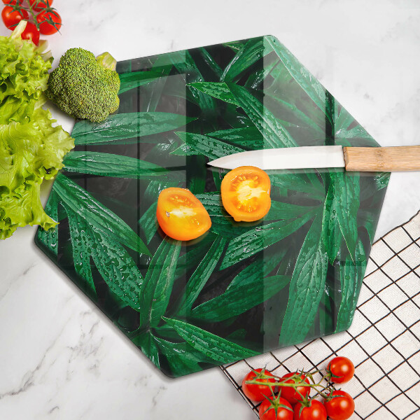 Chopping board glass Plants leaves