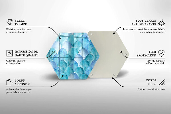 Chopping board glass Watercolor scales