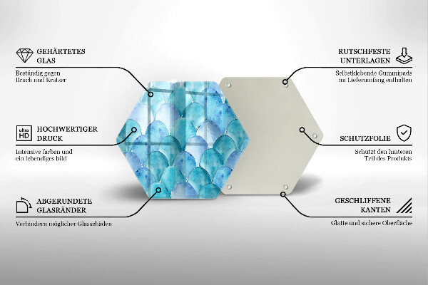Chopping board glass Watercolor scales