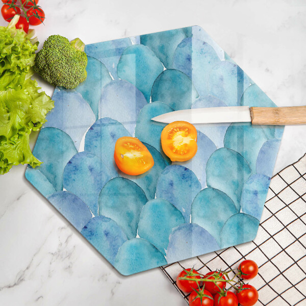 Chopping board glass Watercolor scales