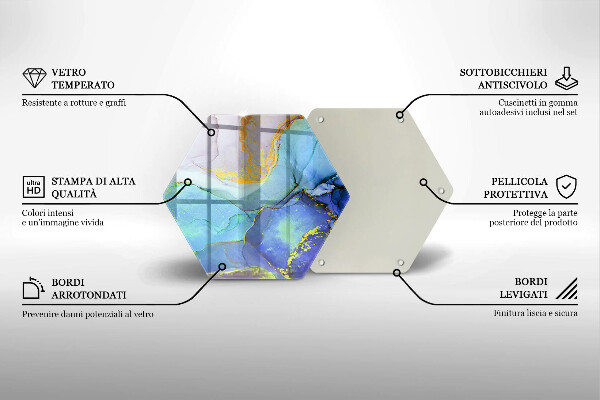 Chopping board glass Cracked stone gold