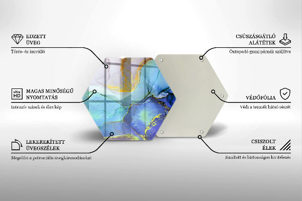 Chopping board glass Cracked stone gold